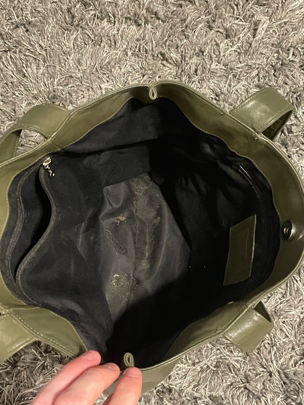 Coach Olive Green Leather Tote Bag - Picture 4 of 5